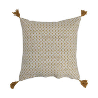 Small Print Pillow with Tassels 20"