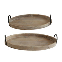 Wood Tray w/ Metal Handles