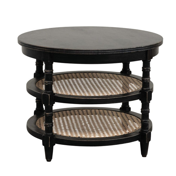 Black and Cane Side Table